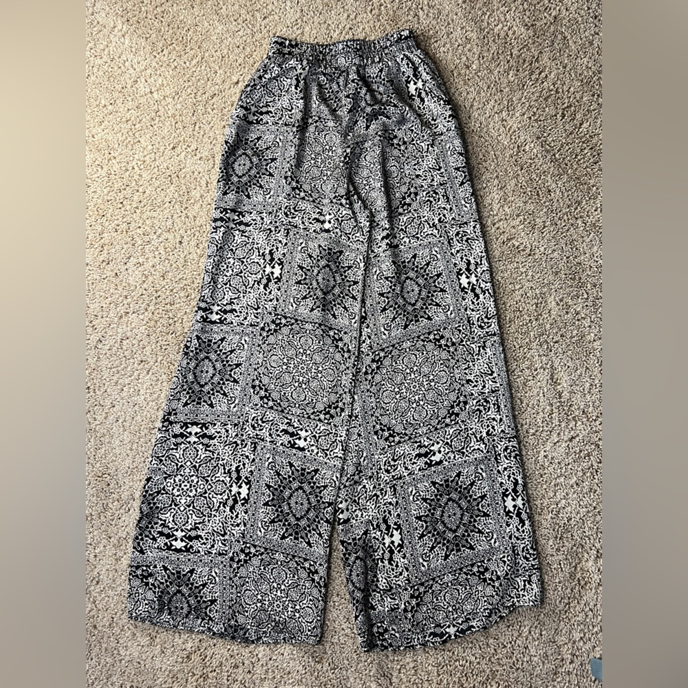 Stoosh Black and White Wide Leg Pants